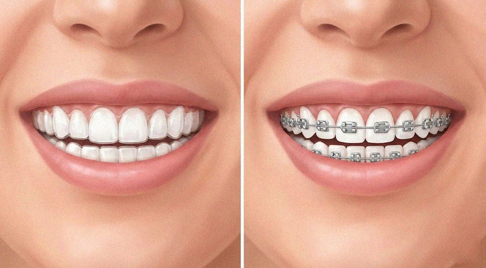 مقایسه تفاوت ظاهری لبخند با ارتودنسی فلزی و ارتودنسی نامرئی